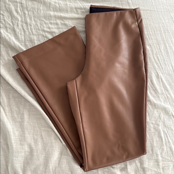 Calvin Klein Brown Faux Leather Pants - Picture 1 of 5